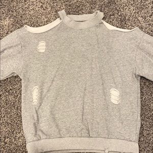Grey Distressed Crewneck Sweatshirt